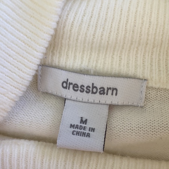 Dress barn white bedazzled Beaded embellished snow mock neck elegant sweater m - Picture 10 of 17